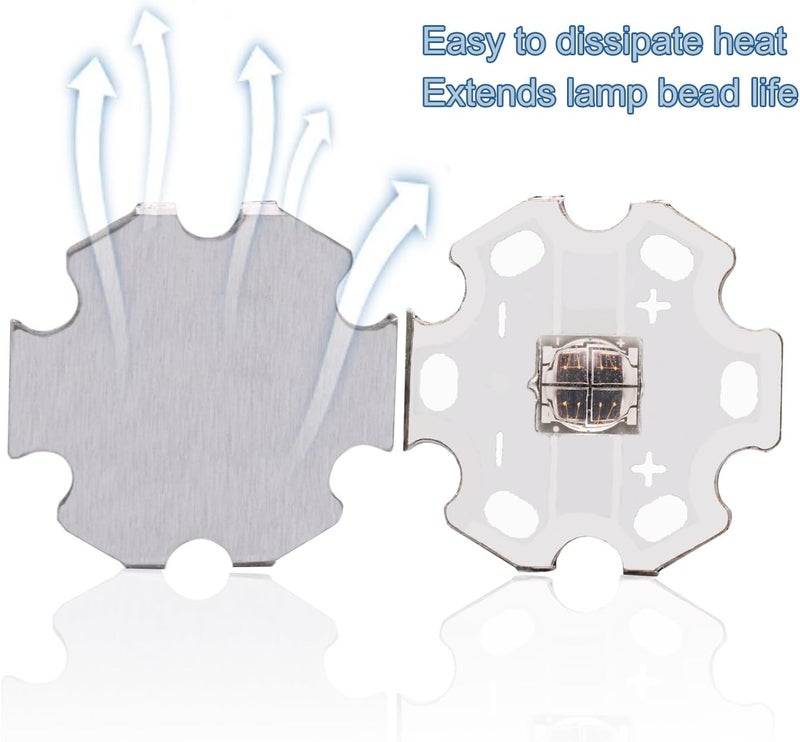 LEDGUHON 5Pcs Ir High Power LED Chip 5050 SMD 12W Infrared Emitting Illuminator with Aluminum Plate 20mm Star PCB Base Heat Sink for CCTV Camera Monitor (IR 940-945nm,DC 1.5-1.8V,1500mA,42mil chip) - Image 2